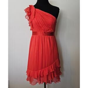 EUC Phoebe Couture Women's 100% Silk Chiffon Off Shoulder Cocktail Dress 2